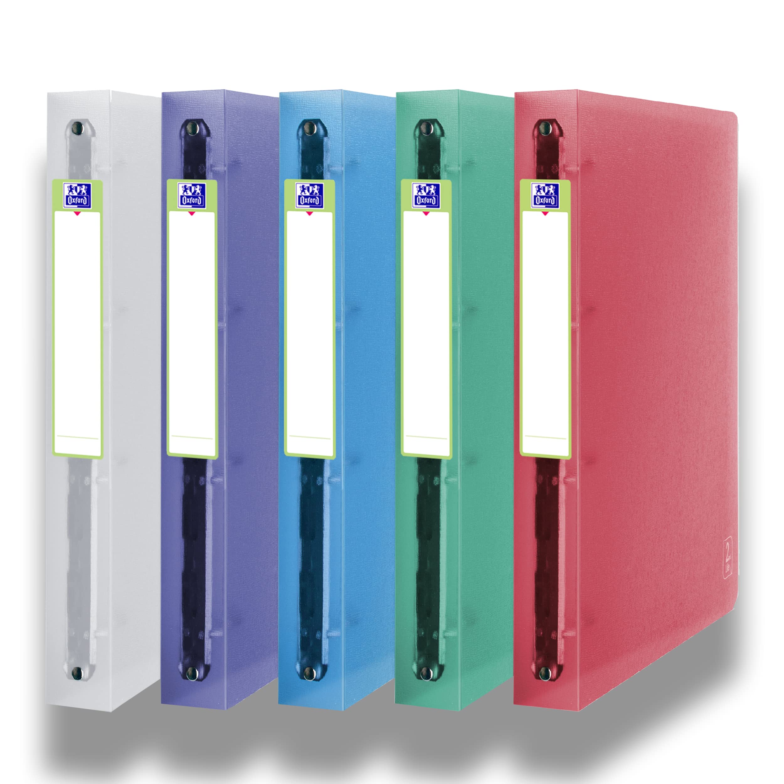 OXFORD Classeur 2nd Life A4XL Dos 40mm 4 Anneaux Ronds Couverture Polypro Coloris Assortis
