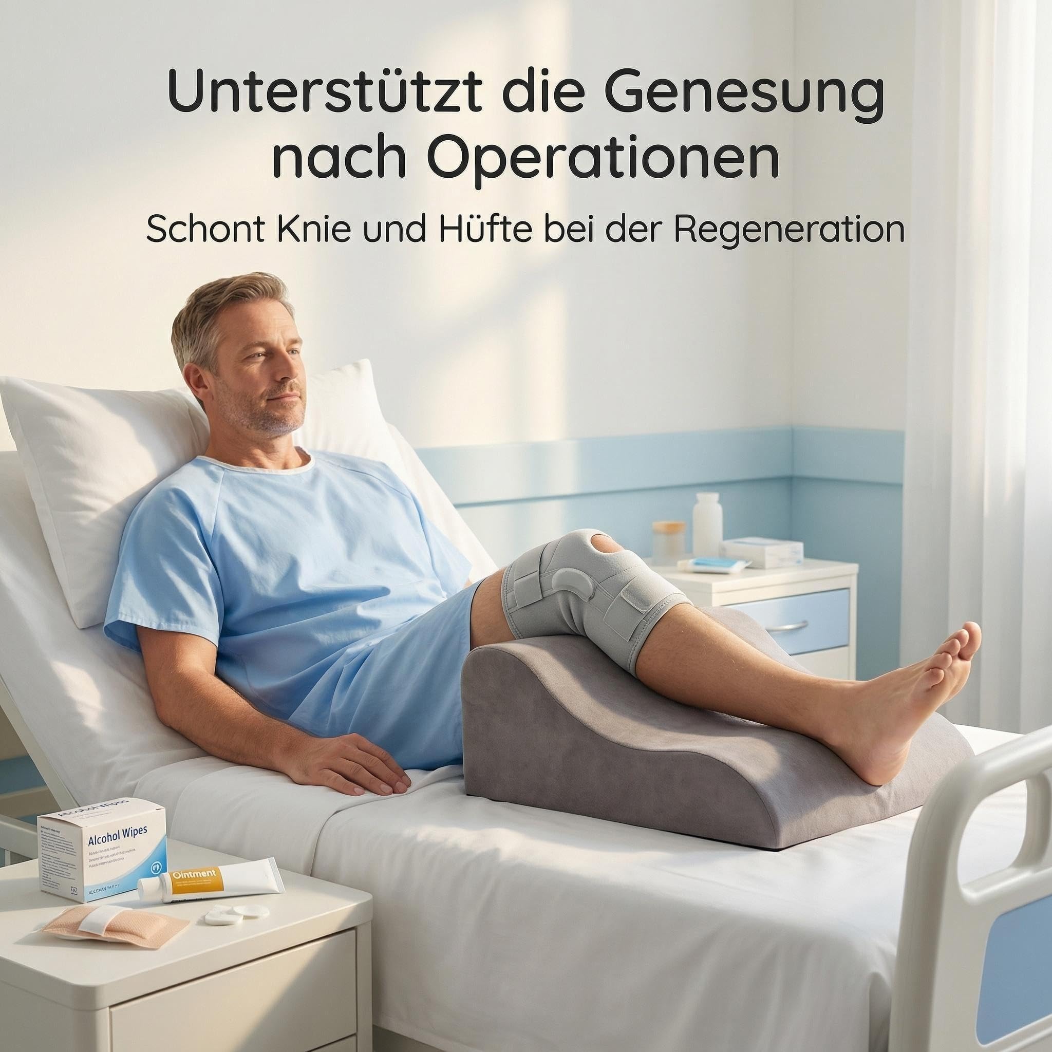 Beinkissen, Ergonomisches Venenkissen für Zeit nach Operationen | Orthopädisches Keilkissen Beinhochlagerungskissen mit Memory Foam – Waschbarer atmungsaktiver Bezug, 57x45x20cm.