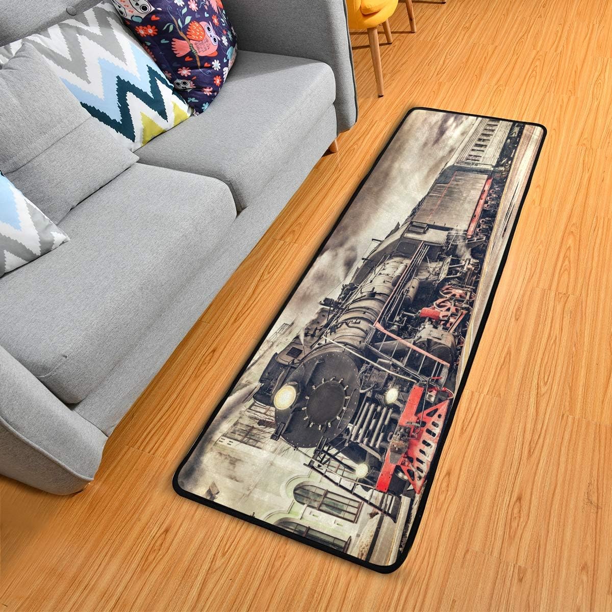 ALAZA Vintage Steam Train Collection Area Mat Rug Rugs for Living Room Bedroom Kitchen 2' x 6'