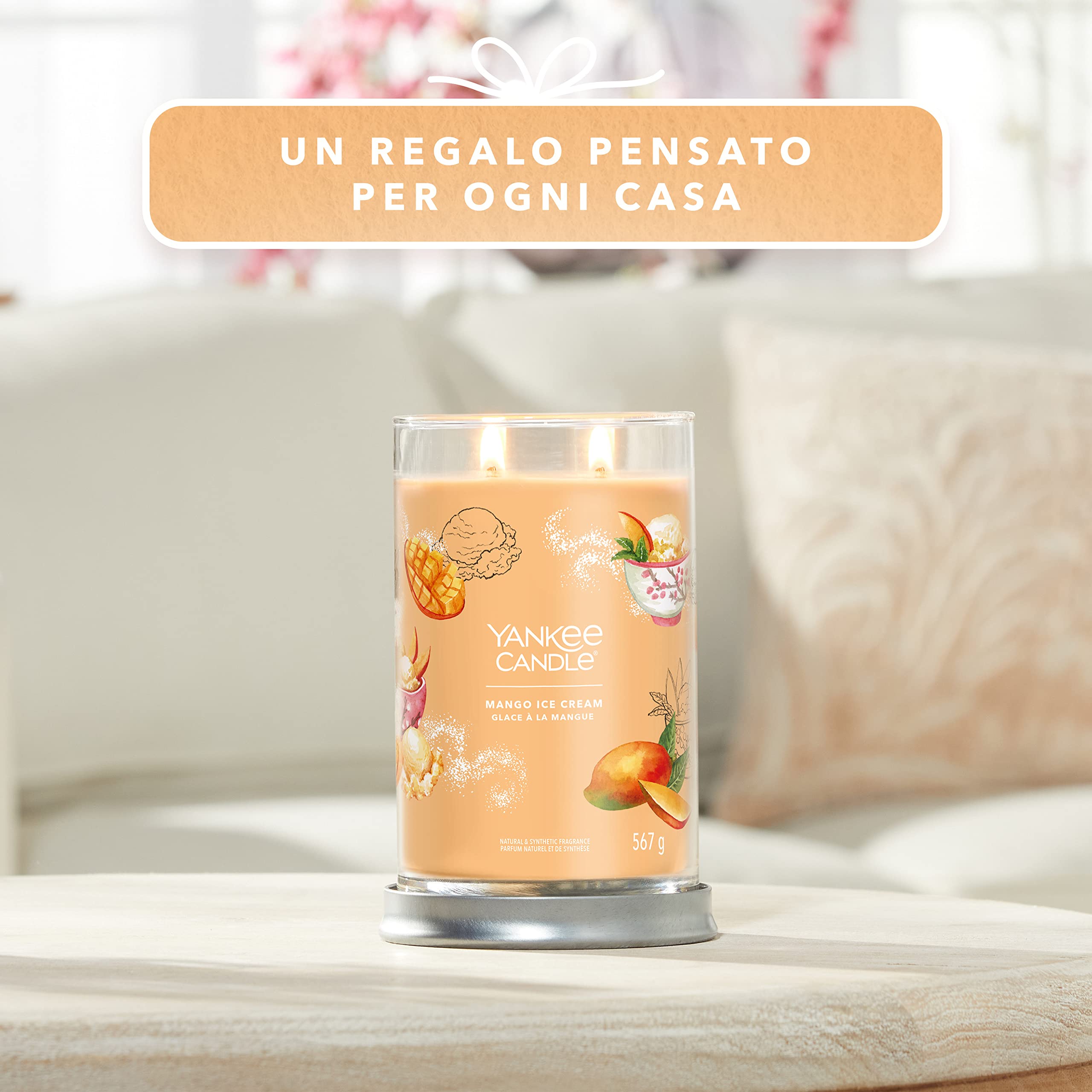 Yankee Candle Signature candela profumata | Gelato al mango in tumbler grande | Candele di miscela di cera di soia lunga durata | regalo perfetto per le donne