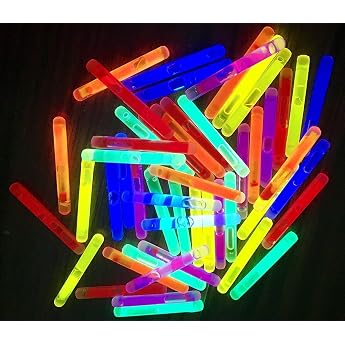 Decotrend-Line Set of 50 Mini Neon Sticks Mix 6 Colours Neon Glow LED Size 38x4.5 mm Assorted 120051