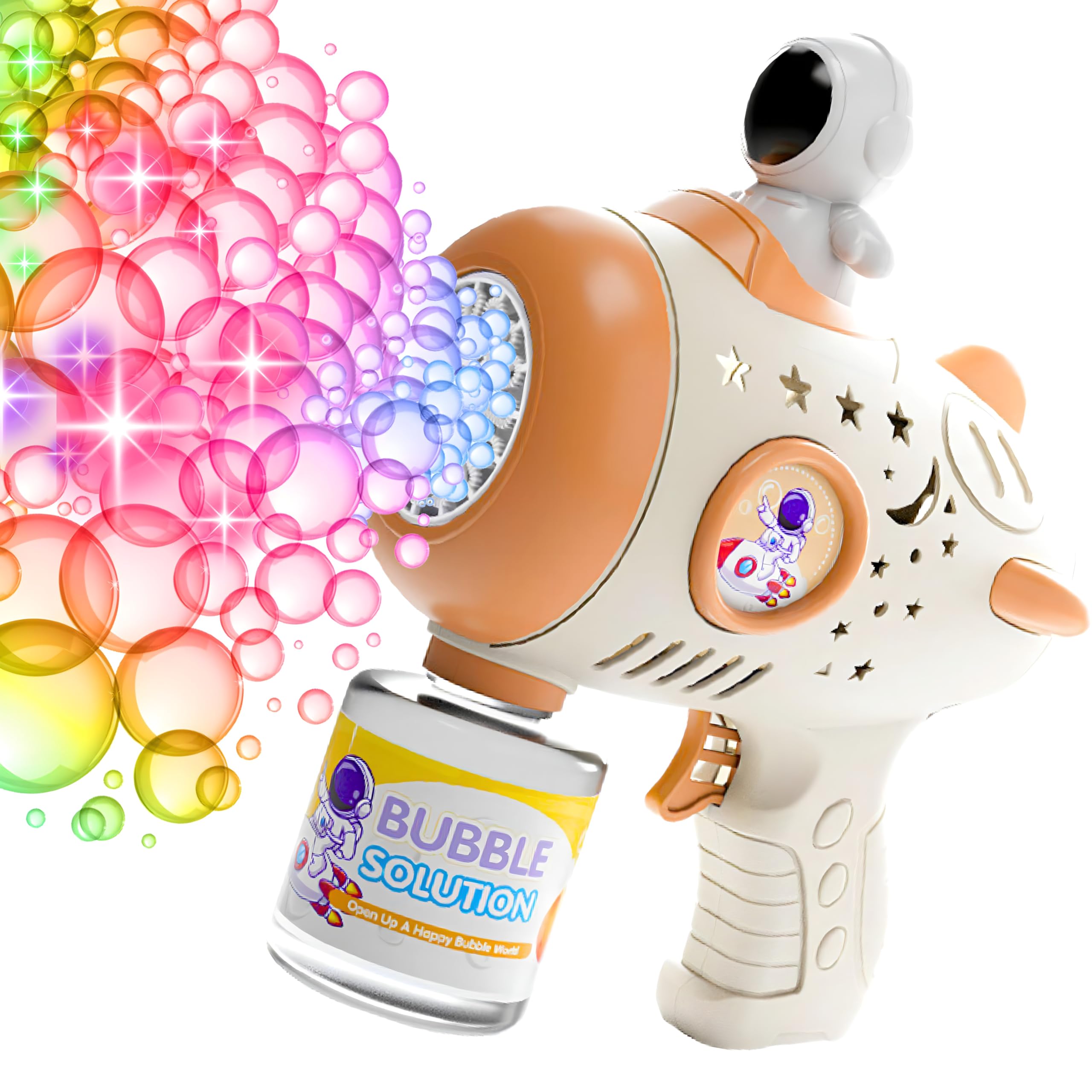 AYBIABubble Gun, Upgraded 15-hole Bubble Machine Gun, Bubble Machine for Kids and Adults, Bazooka Bubble Gun With Bottle, for Kids Adults Summer Outdoors Party Activity, Birthday Gift (Orange)