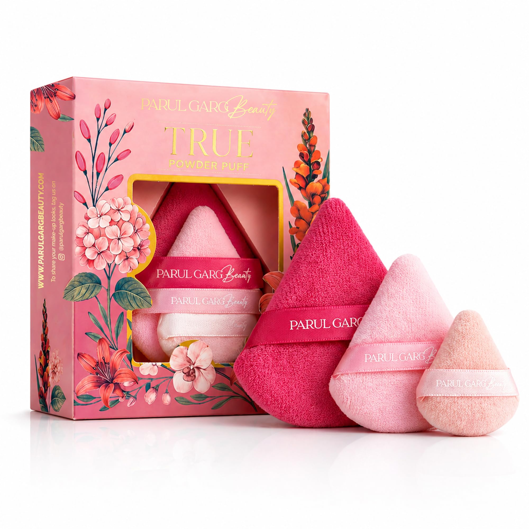 Parul Garg Beauty Pizza Puff Pack of 3 | Velvet Makeup Puff Trio | Soft Dual Texture, Reusable Face Puff for Loose & Compact Powder Application |Triangle puff for Makeup Sponges Gift Set Woman-picture-25