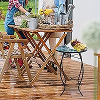 Vista 8 de MUMTOP Mesas auxiliares de patio, mesa auxiliar de mosaico para exteriores, 14 pulgadas, color azul y transparente, mesa auxiliar redonda de cristal