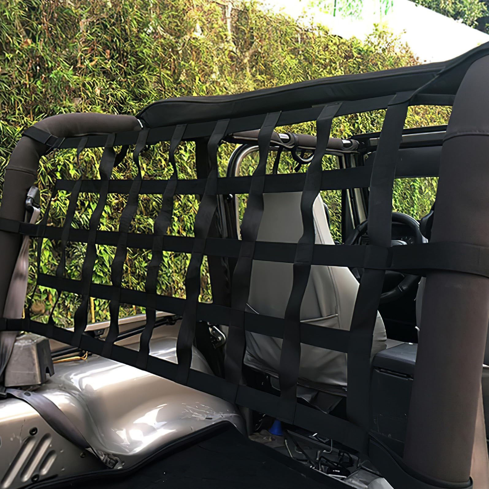 Zerodeko Rete Portapacchi per Auto Nera Intrecciato Senza Foratura, Organizer per Bagagli e Attrezzi Sportivi, per Portapacchi da Sci e Giardinaggio