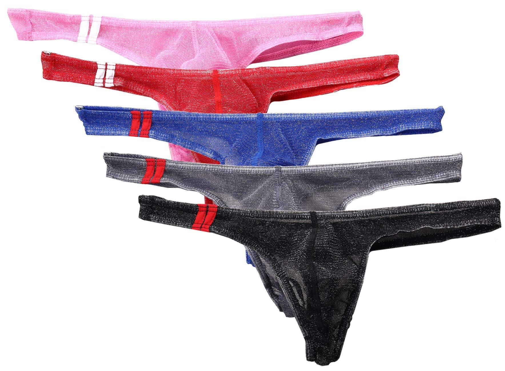 AivtalkMen's Sexy Low Rise Thong Underwear Mesh Stretch G-String Briefs Bikini Multipack