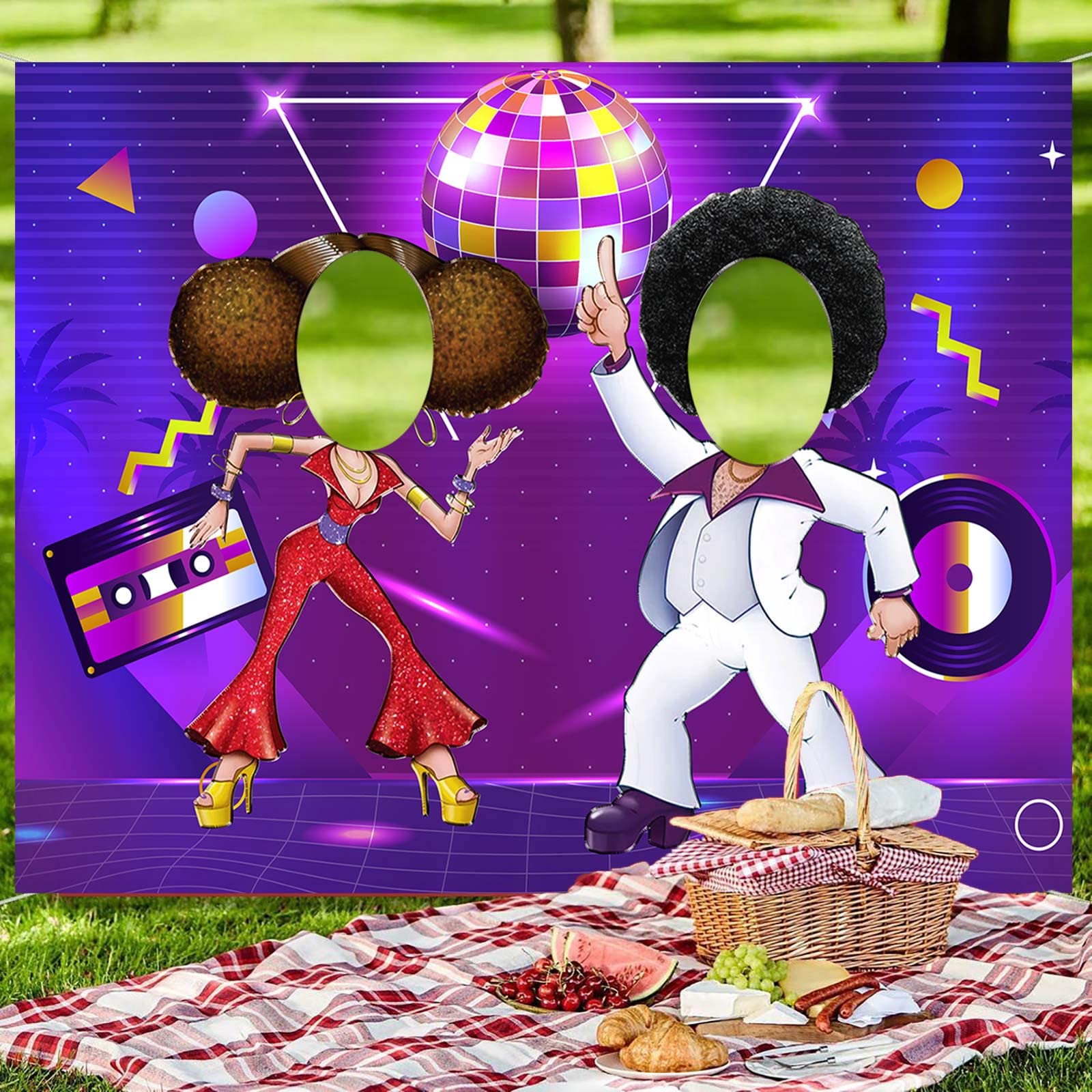 70er Jahre Disco Party Banner – Retro Hintergrund Für Foto-Booth, Neon, 185x90 Cm, Aus Stoff – Perfekt Für Geburtstag, Nachtclub, Feiern