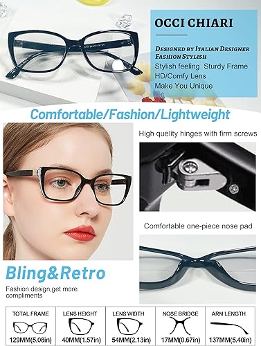 Miniatura 5 de OCCI CHIARI Lentes de lectura bifocales fotocromáticos de transición para mujer anteojos de sol cuadrados transparentes con protección UV