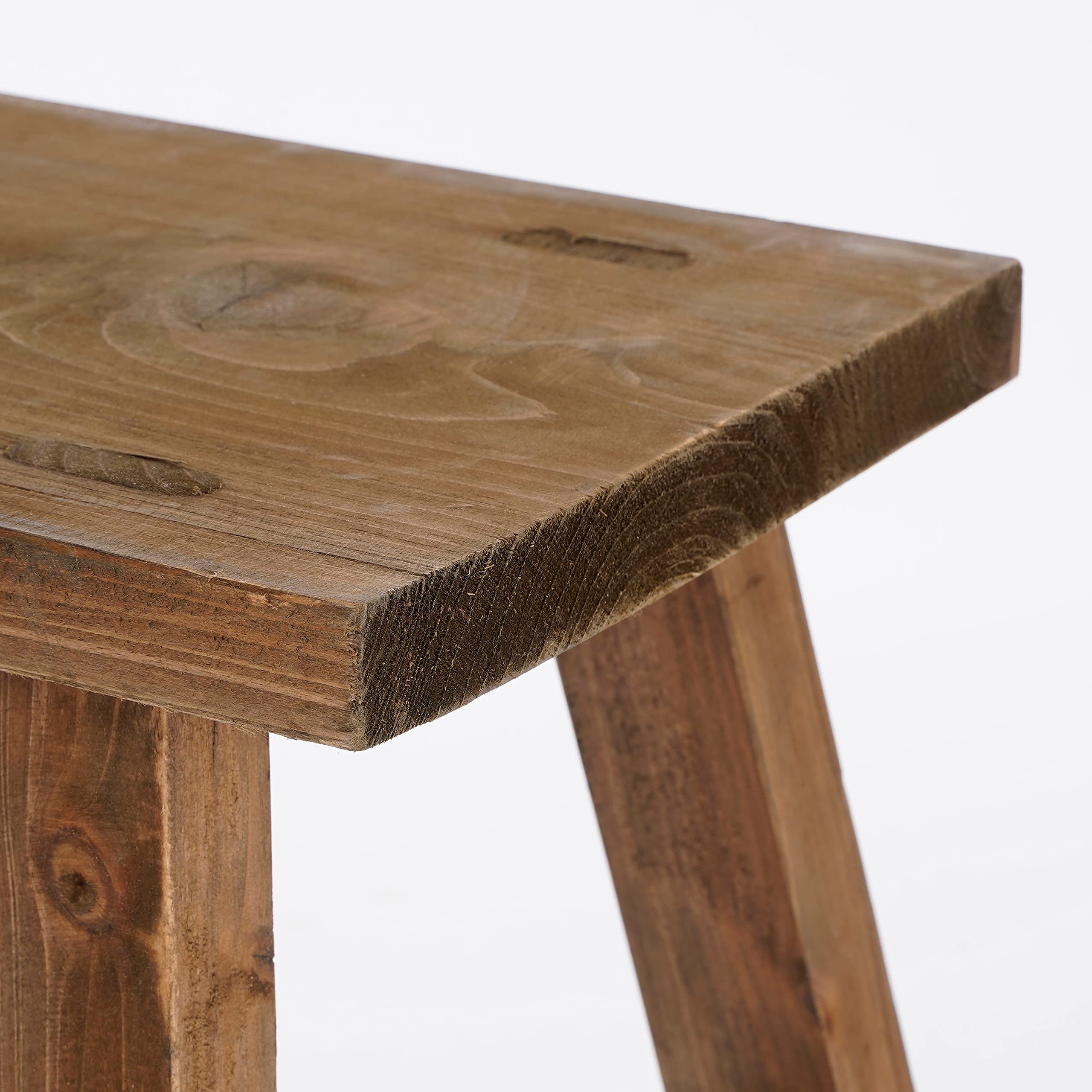 MICA Decorations Bold Petit Tabouret en Bois - L38 x l28,5 x H34 cm - Bois recyclé - Marron