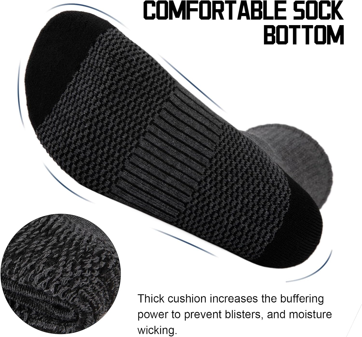 COOVAN 12 Pack Crew Socks for Men Half Cushion Moisture Wicking Athletic Socks - Image 5