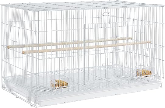 Topeakmart 30-inch Flight Bird Cage for Parrots Finches Budgies Cockatiels Parakeets Lovebirds Canaries with Slide-Out Tray, White