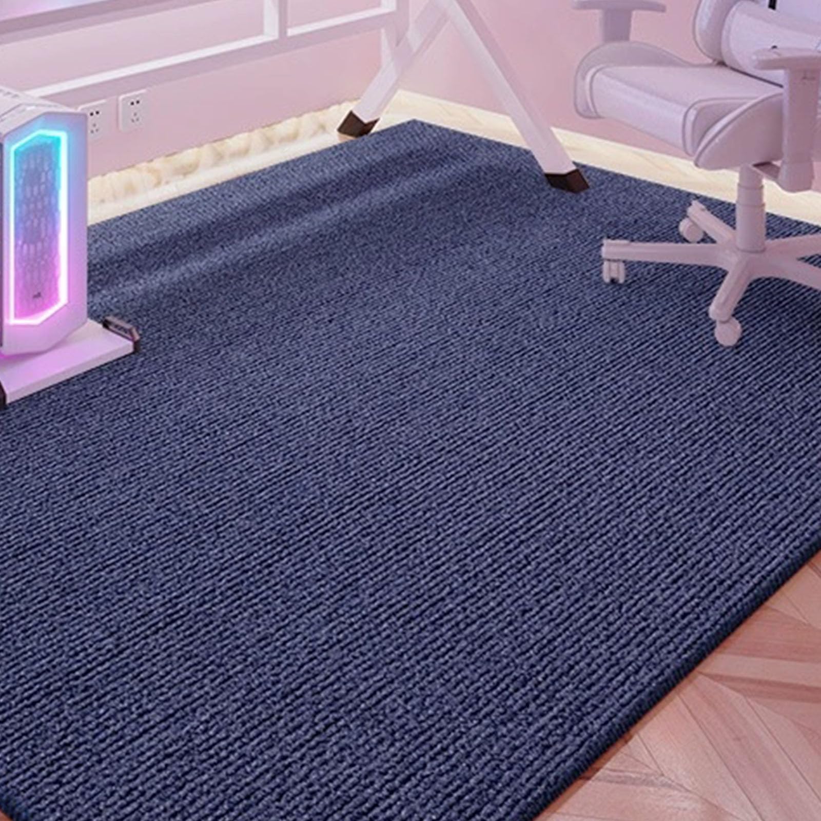 Tapete para silla de oficina, color azul marino, grueso, antiarañazos, antideslizante, para madera dura y alfombra, alfombra multiusos debajo del escritorio (100 x 120 cm)
