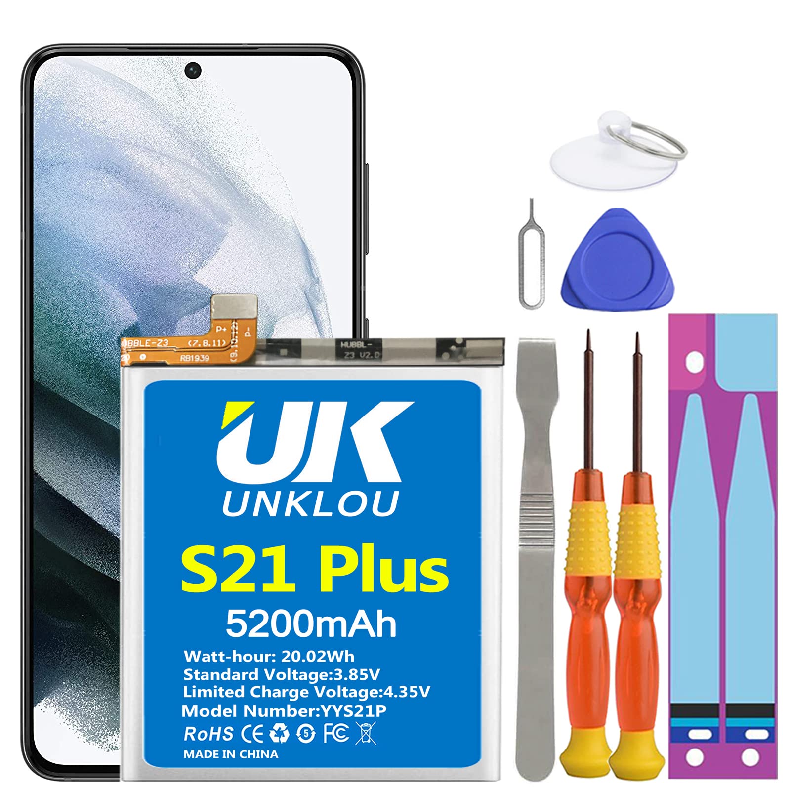 Galaxy S21+ --S21Plus-- 画面バッテリの大きいプラスモデル Amazon.com: Galaxy S21 Plus Battery, (Upgraded) UNKLOU 5200mAh Li