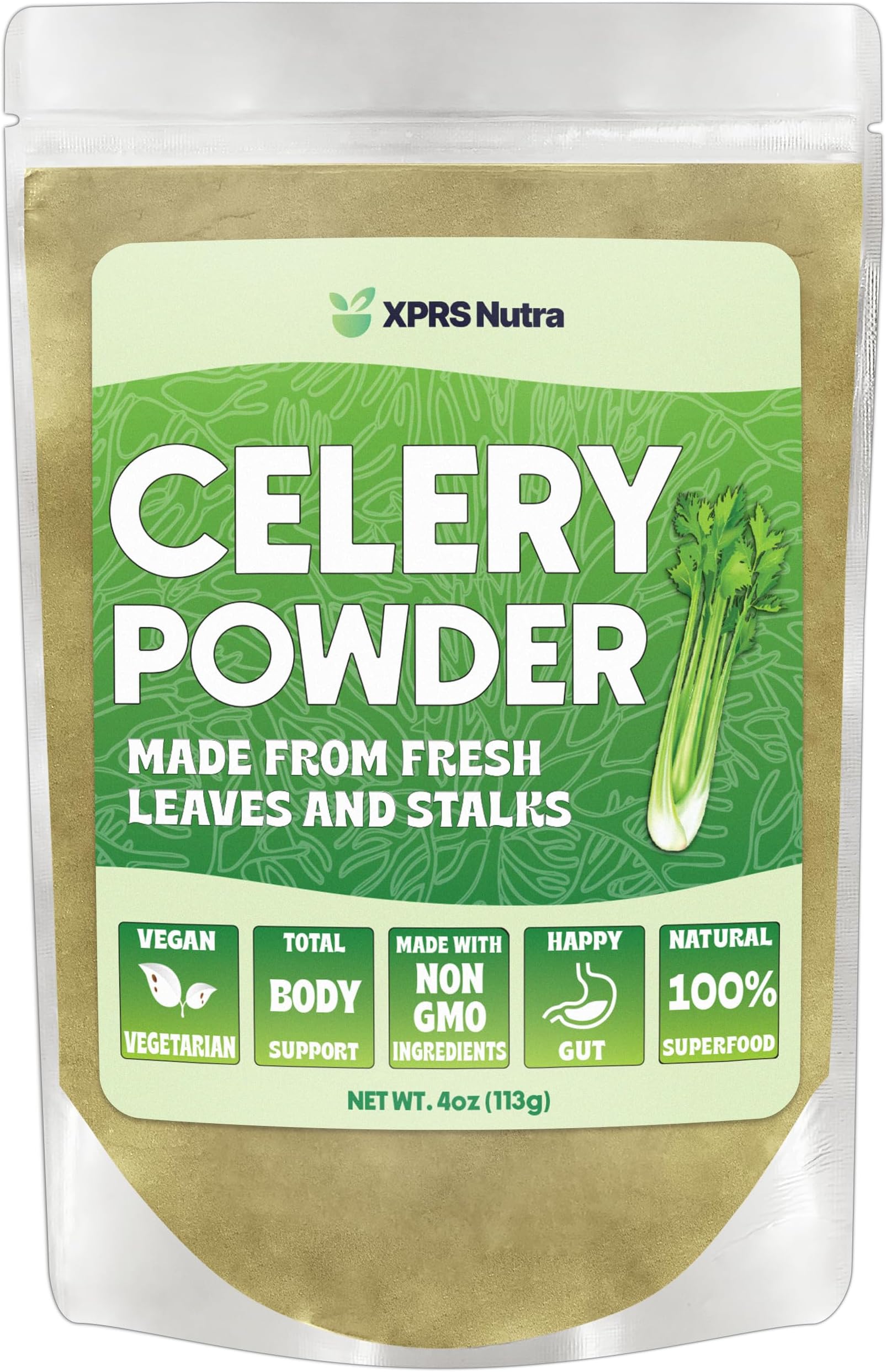 XPRS Nutra Organic Celery Powder - Celery Organic Fresh Powder Antioxidant - Premium Celery Powder Organic - Vegan Friendly Celery Fresh Powder (4 Ounce)