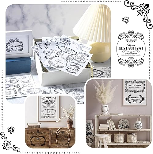 Miniatura 2 de BBTO 12 hojas de calcomanías de transferencia para manualidades y muebles, calcomanías de transferencia para madera, papel de bricolaje, decoración