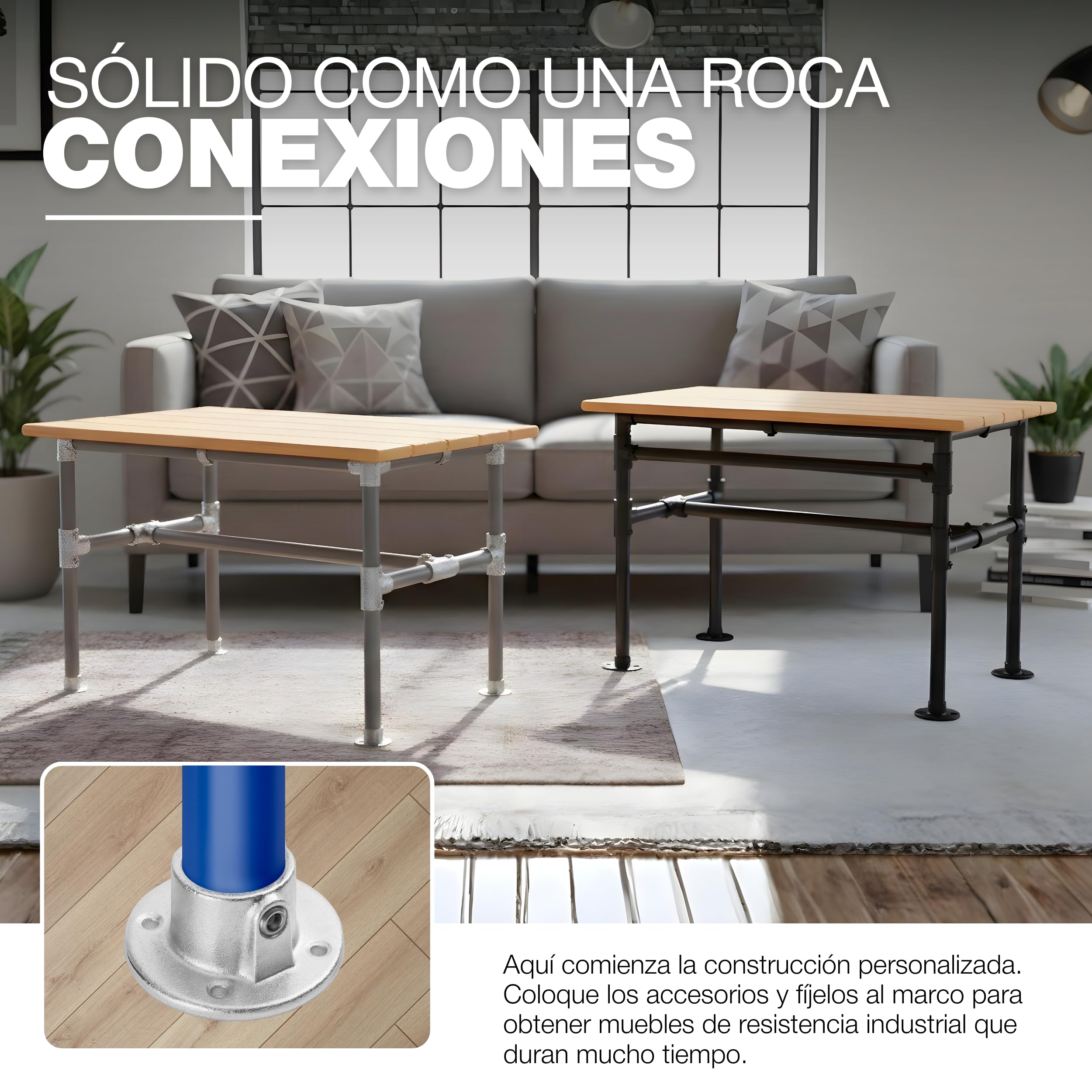 GeZu Impex Abrazadera de Tubo con Placa de Brida Ø 27mm Galvanizada en Caliente Plata Soporte de Base para Barandilla