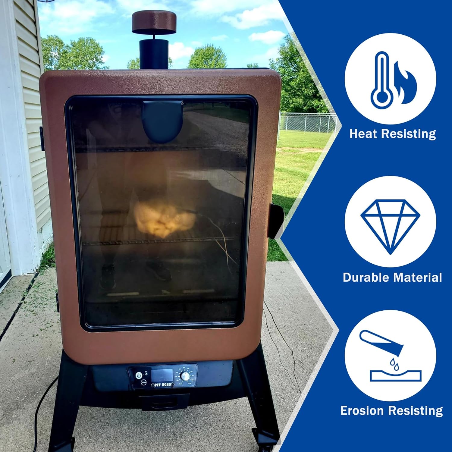 SafBbcue Smoke Stack for Pit Boss Series 5 Vertical Smoker, Pit Boss 7 Series Vertical Pellet Smoker, Sportsman 7 Series 5 Series Vertical Pellet Smoker Chimney Stack & Cap Kit Grill Replacement Parts