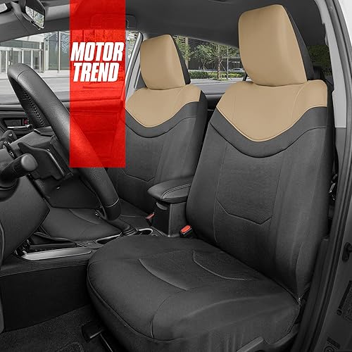 Miniatura 3 de Motor Trend LuxeSport Premium - Fundas de asiento de coche beige para asientos delanteros, paquete de 2 protectores de asiento para automóviles con
