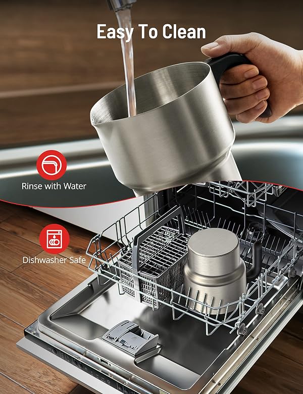 Milk Frother and Steamer, PARIS RHÔNE 4 in 1 Detachable Milk Steamer, 500ml Hot Chocolate Maker and Milk Warmer with Hot & Cold Foam, Dishwasher Safe, All Stainless Steel by PARIS RHÔNE - Image 8