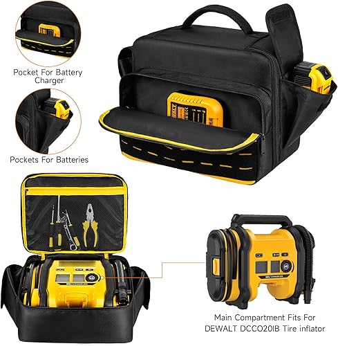 Miniatura 2 de Bolsa de compresor de aire compatible con el inflador de neumáticos DEWALT 20V Max (DCC020IB), funda de inflador portátil compatible con