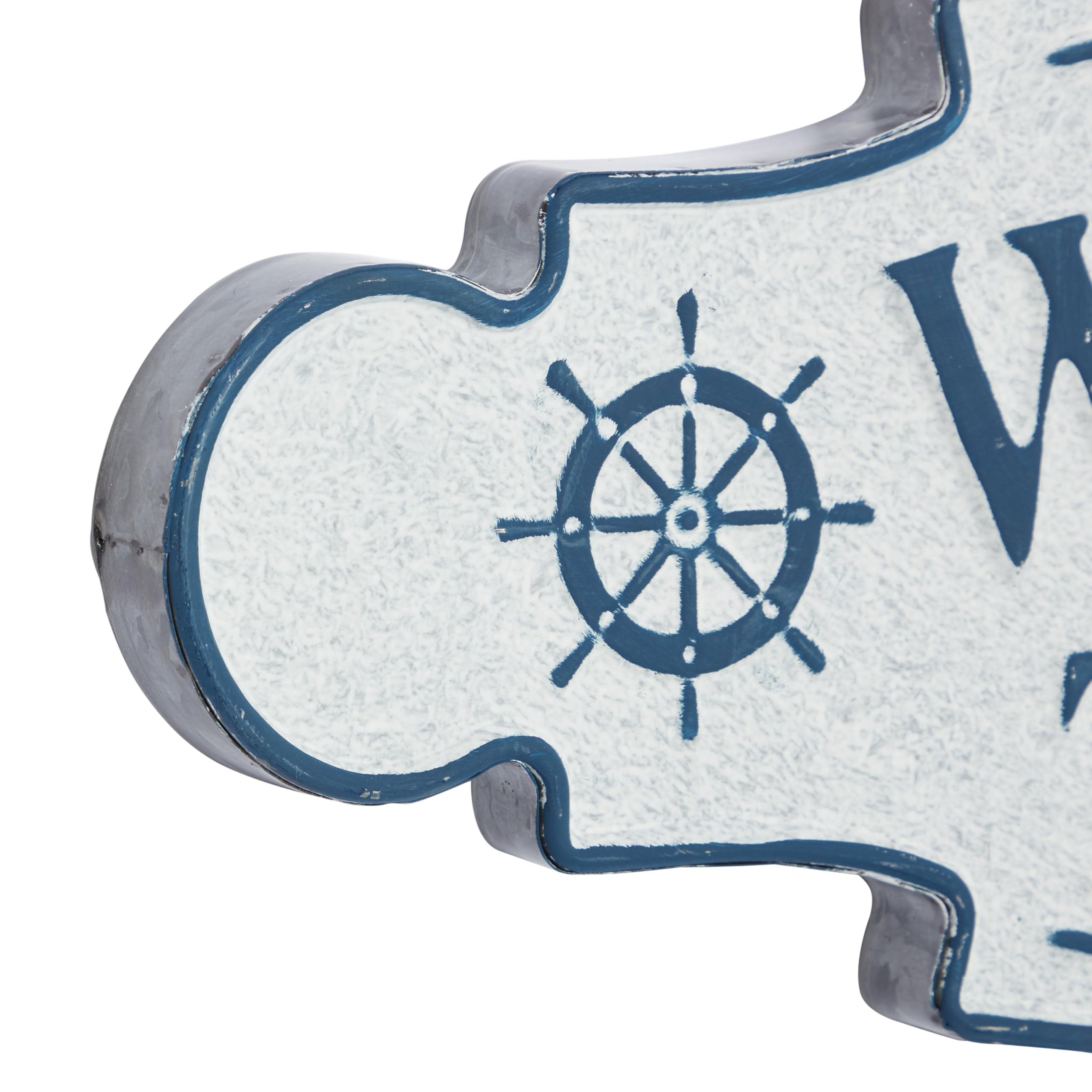 Deco 79 Letrero de metal con texto en inglés "Welcome to the Beach", 36 x 2 x 11 pulgadas, color azul