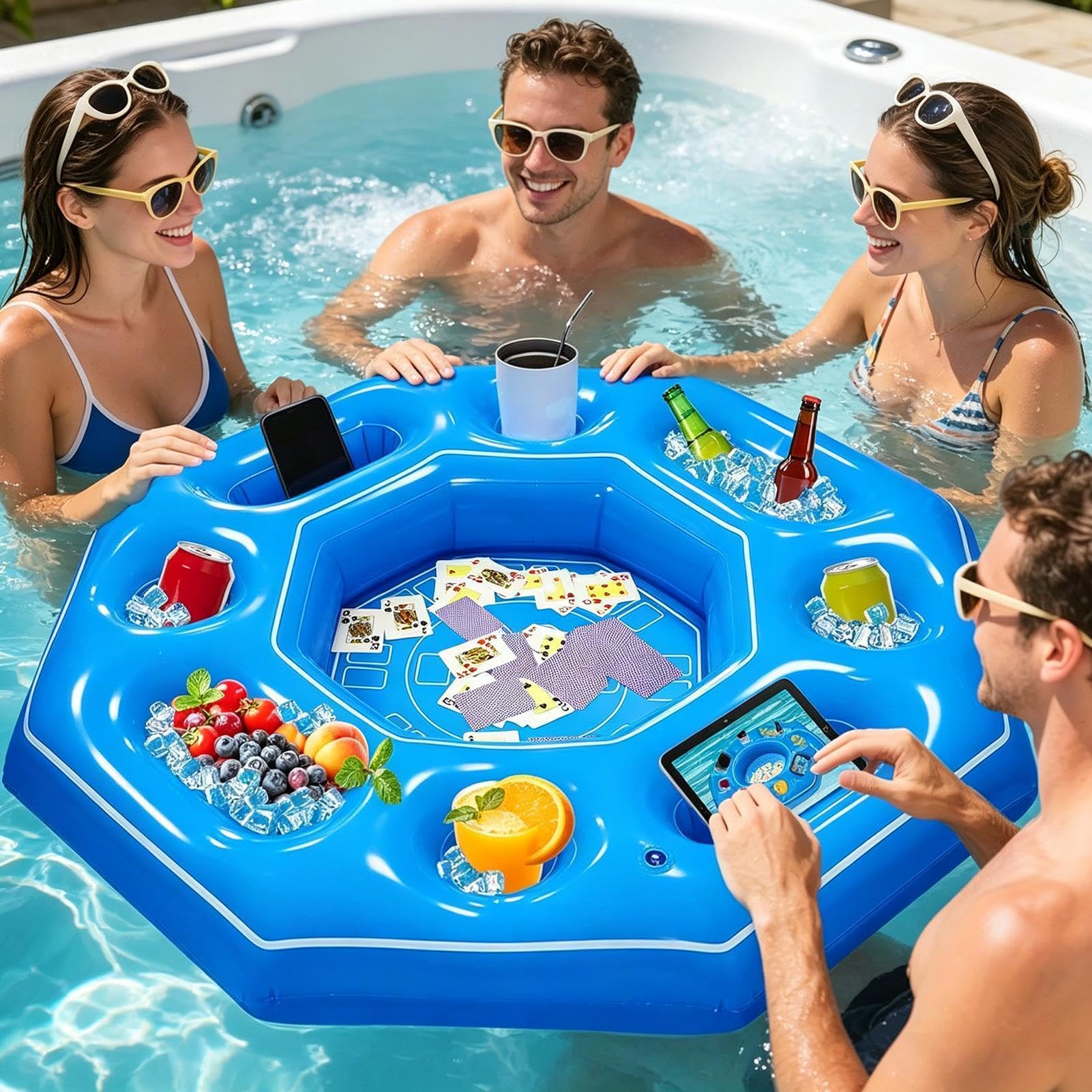 Table Flottante pour Piscine Radeau Gonflable Octogonal