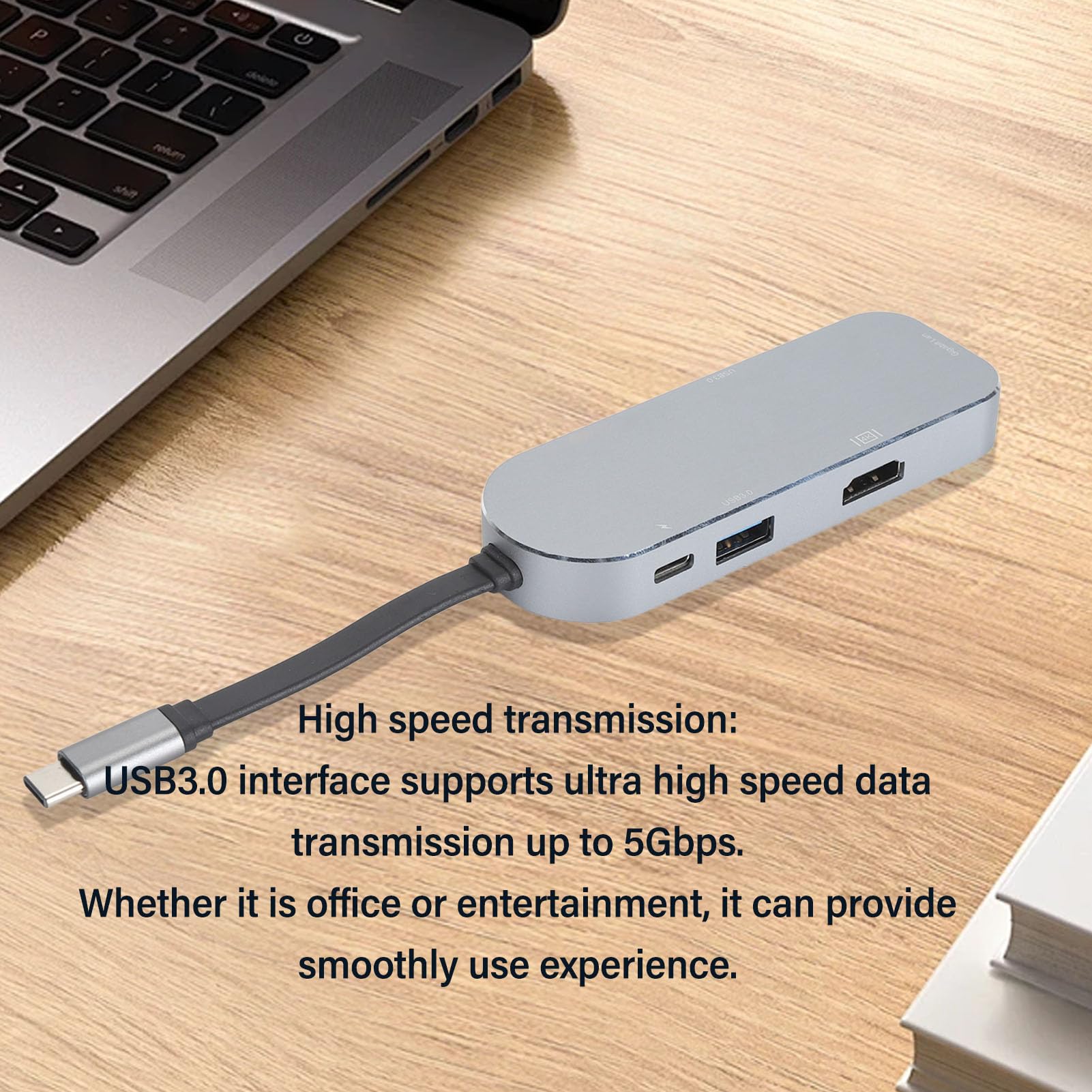 Docking station 7 in 1 con hub Type-C, docking station USB-C con display 4K HD, RJ45, doppia porta USB 3.0, ricarica PD, slot per schede SD e microSD, compatibile con, (Argento)