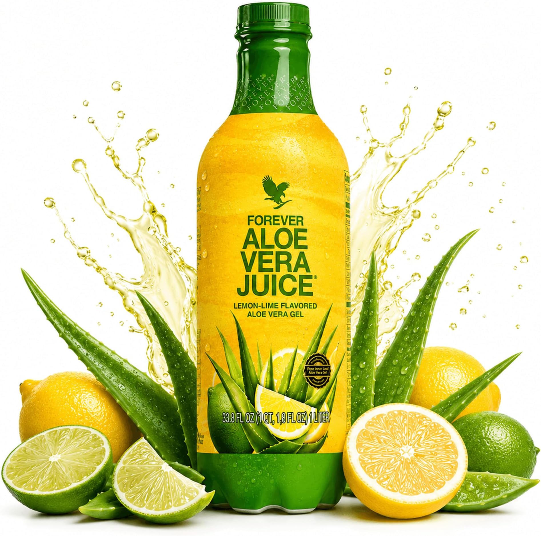Forever Living - Aloe Vera Juice - Lemon Lime Flavor, Pure Inner Leaf Gel Drink for Digestive Health and Immune Support, 1 Liter