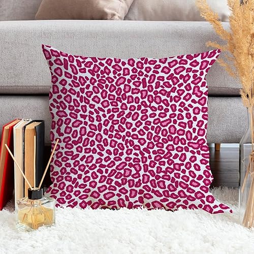 Vista 3 de Funda de cojín con estampado de guepardo rosa intenso, cojín cuadrado con estampado de animales fucsia, funda de almohada decorativa para el hogar