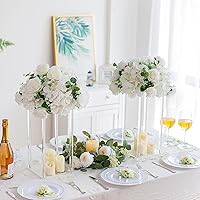 Vista 3 de Inweder Jarrones acrílicos para centros de mesa de boda, 10 piezas, soporte de flores de columna transparente, jarrones de flores de 15.8 pulgadas
