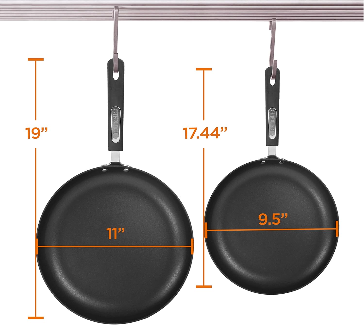 Othello CH-AP2 2-Piece Hard-Anodized Non-Stick Fry Pan Cookware Set, Black