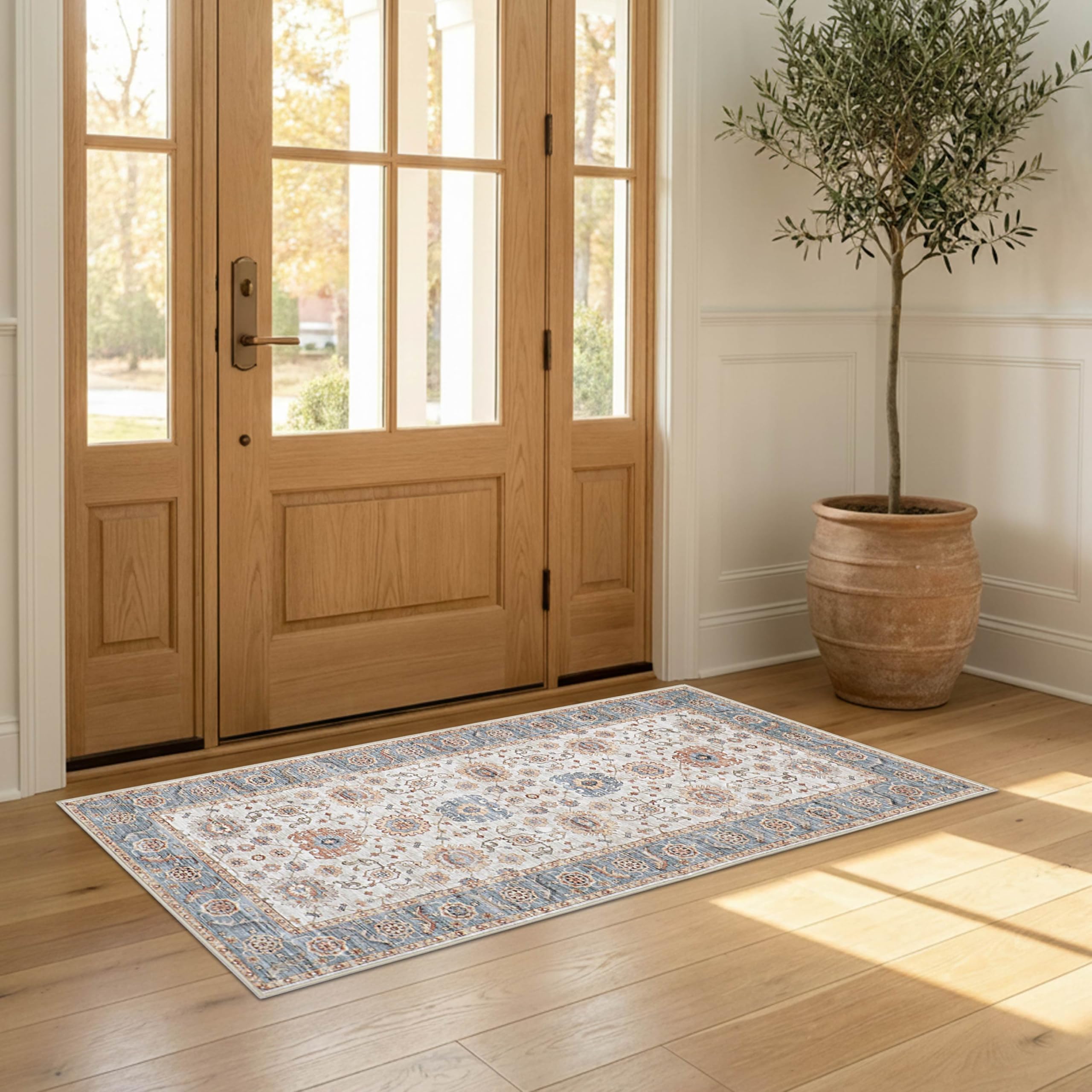 Wyatt &amp; Ash Dream Mink Printed Chenille 3' x 5' Accent Rug Dalileh Neutral