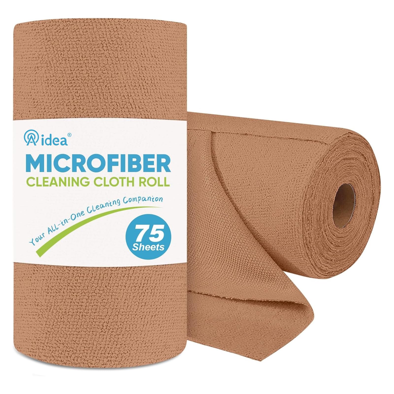 AIDEA Microfiber Cleaning Cloth Roll, 75PK, Reusable Paper Towels Tear Away Cloth, Microfiber Towels Washable Shop Rags, Lint Free Cleaning Rags for