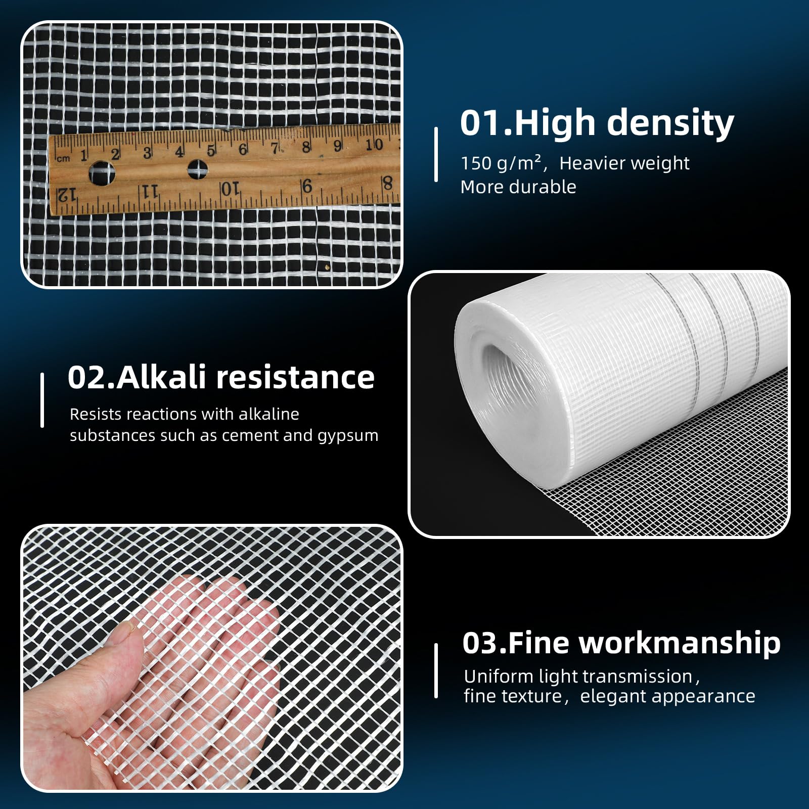 Fiberglass Mesh Roll - Crack Repair & Reinforcement -2 Fiberglass Mesh Roll - Crack Repair & Reinforcement -2