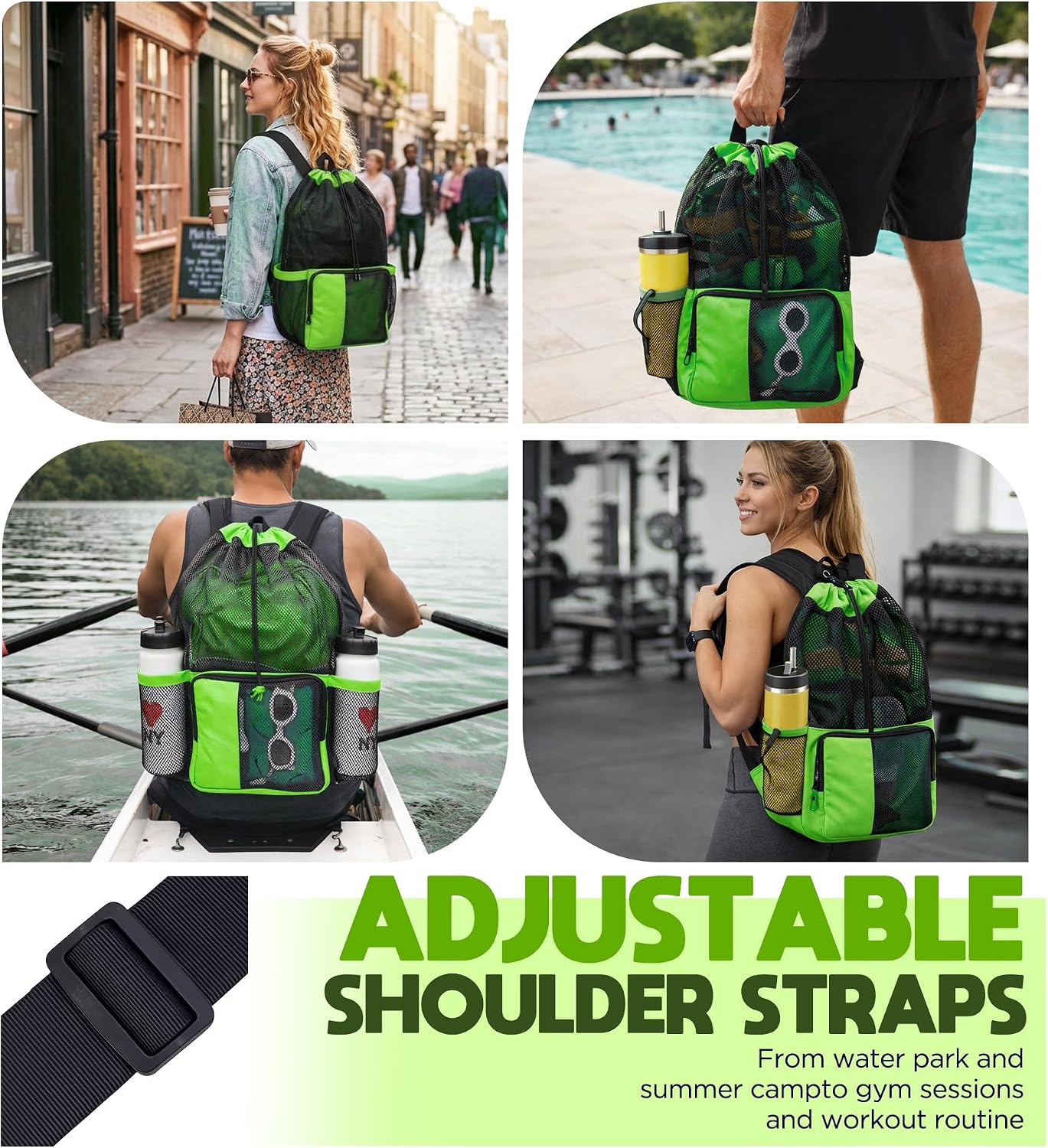 Mesh Swim Bag Drawstring Backpack bags for Swimmers Equipment Summer Essentials Mens and Women Beach Backpack