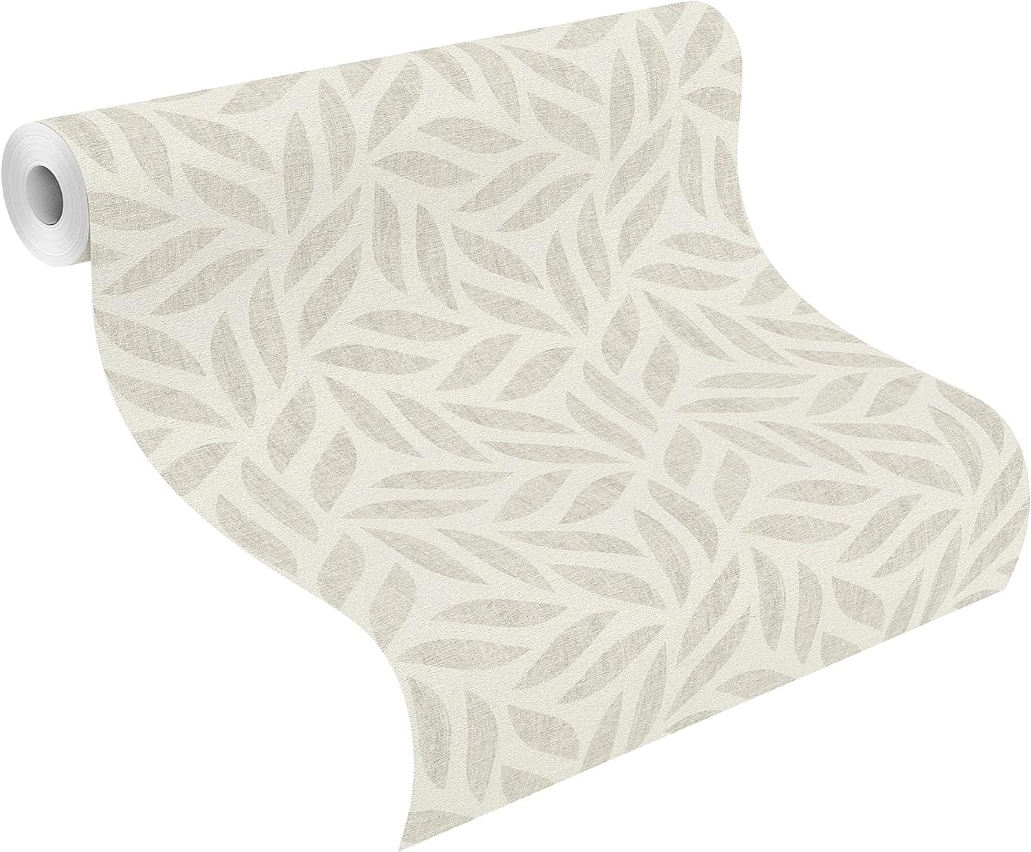Rasch Sagano Light Grey Leaf Wallpaper