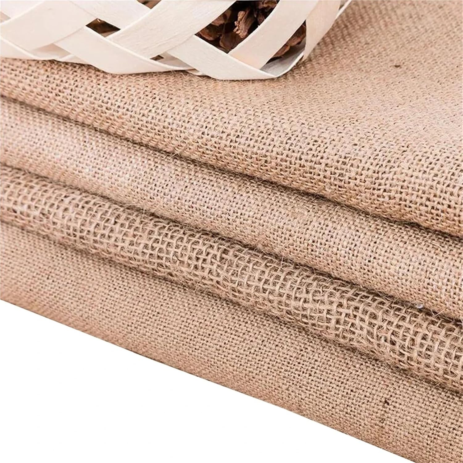 Burlap Table Runners 160*50cm Natural Burlap Fabric for DIY Curtain Wall Coverings Xmas Background Decoration Mesh Jute Textile Cloth Sewing Material(40x40)