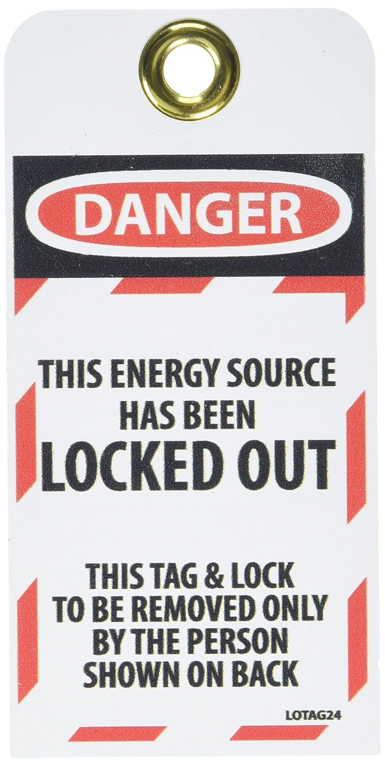 NMC LOTAG24-25 Danger – This Energy Source HAS Been Locked Out Tag – [Pack of 25] 3 in. x 6 in. 2 Side Vinyl Danger Tag with White/Black Text on Red/White Base