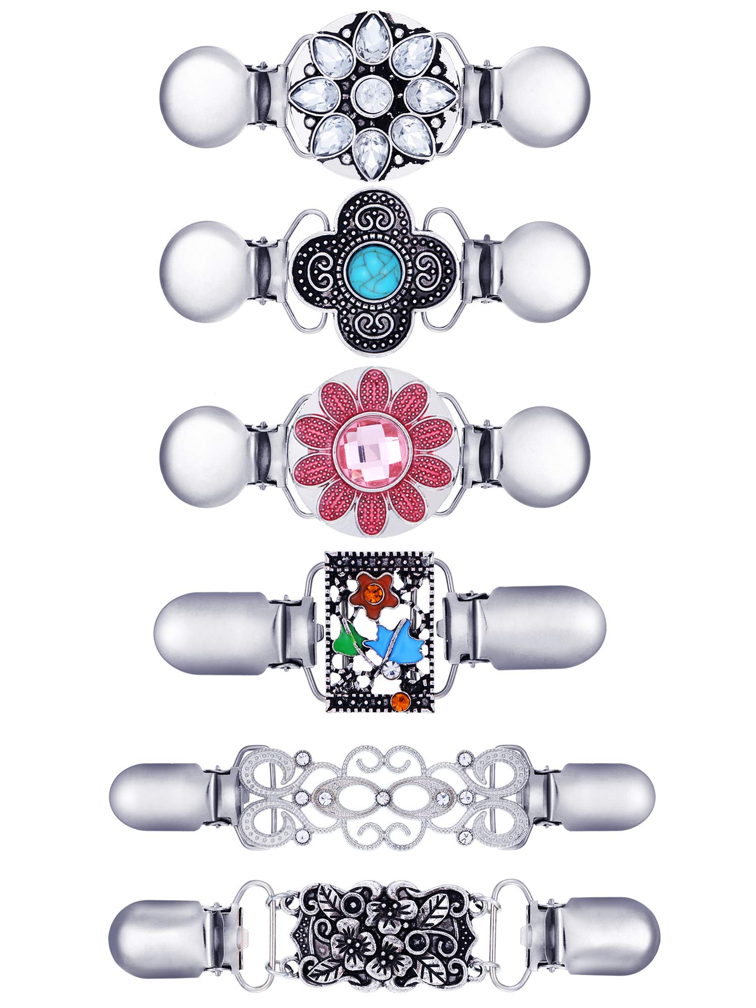 Hicarer6 Pieces Vintage Shirt Dress Cardigan Clip, Waist Clip for Women, Sweater Shawl Brooch Jacket Clip for Clothing