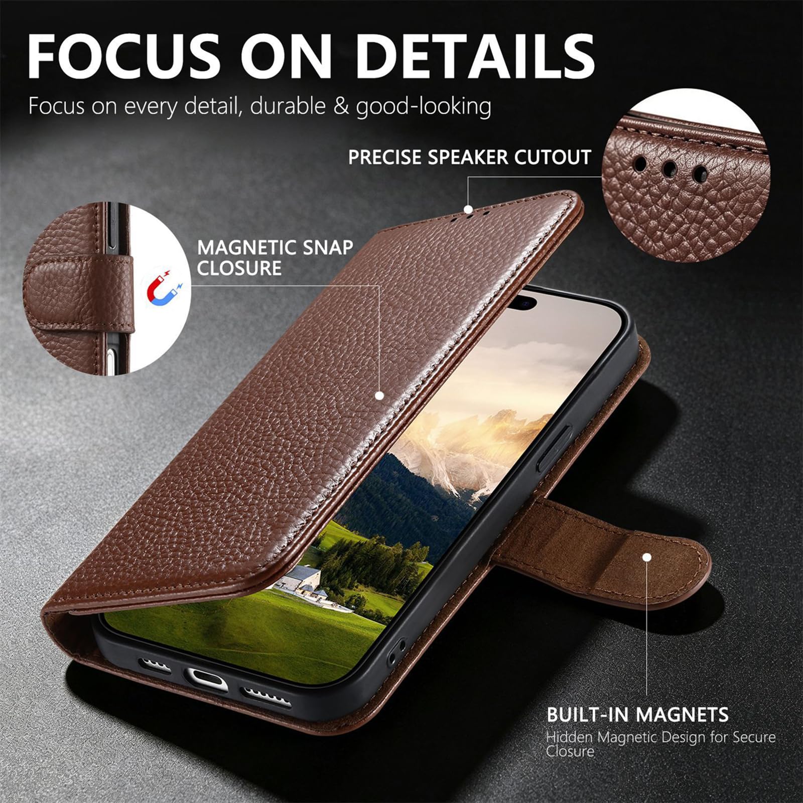Portfel etui do Google Pixel 11 Pro XL/ 11 Pro/ 11, składane skórzane