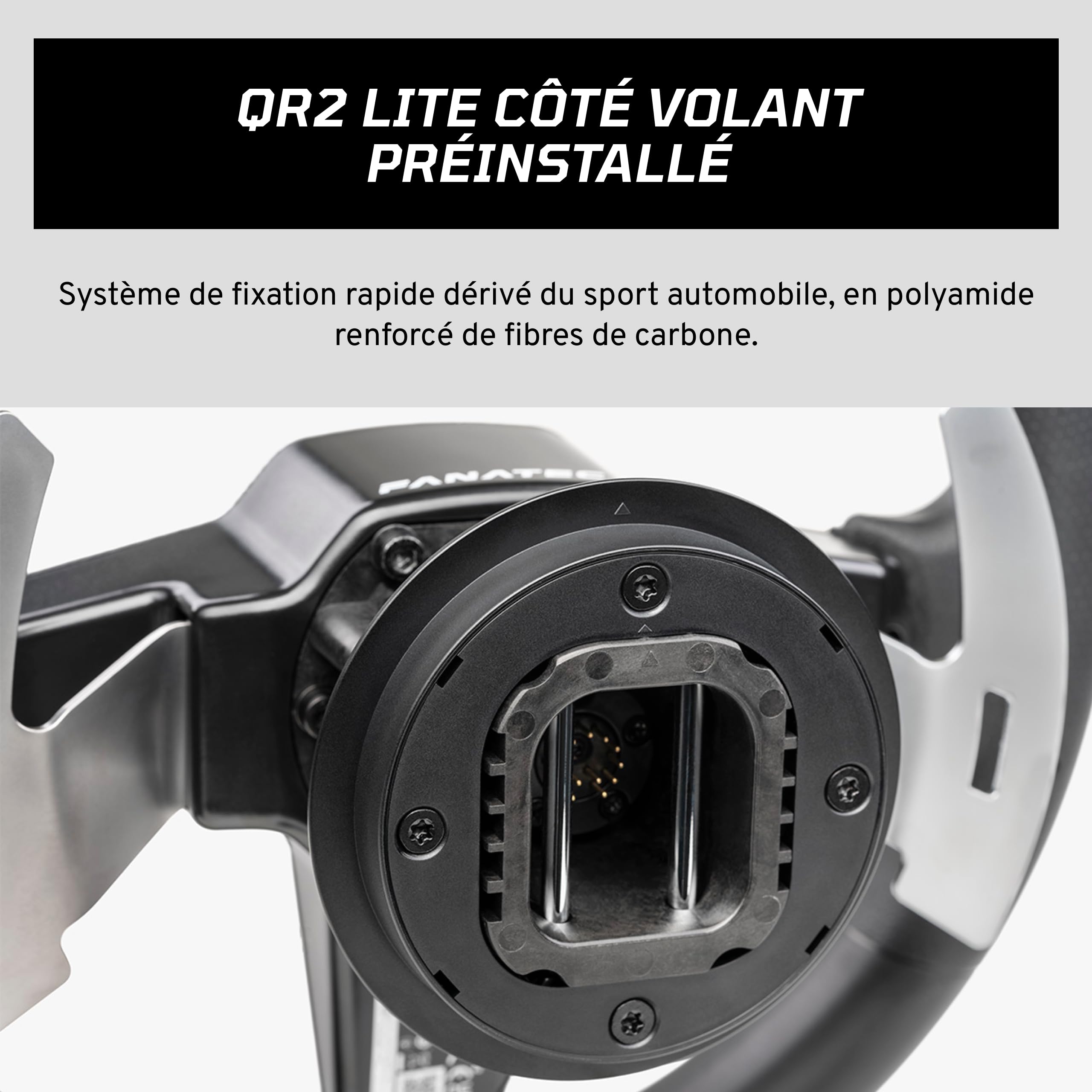 FANATEC Simulation de Course CSL Volant P1 V2 (QR2Lite) – PC | Jante Caoutchoutée, RevStripe, Afficheur LED, Palettes de Changement en Métal, QR2 Lite côté volant préinstallé