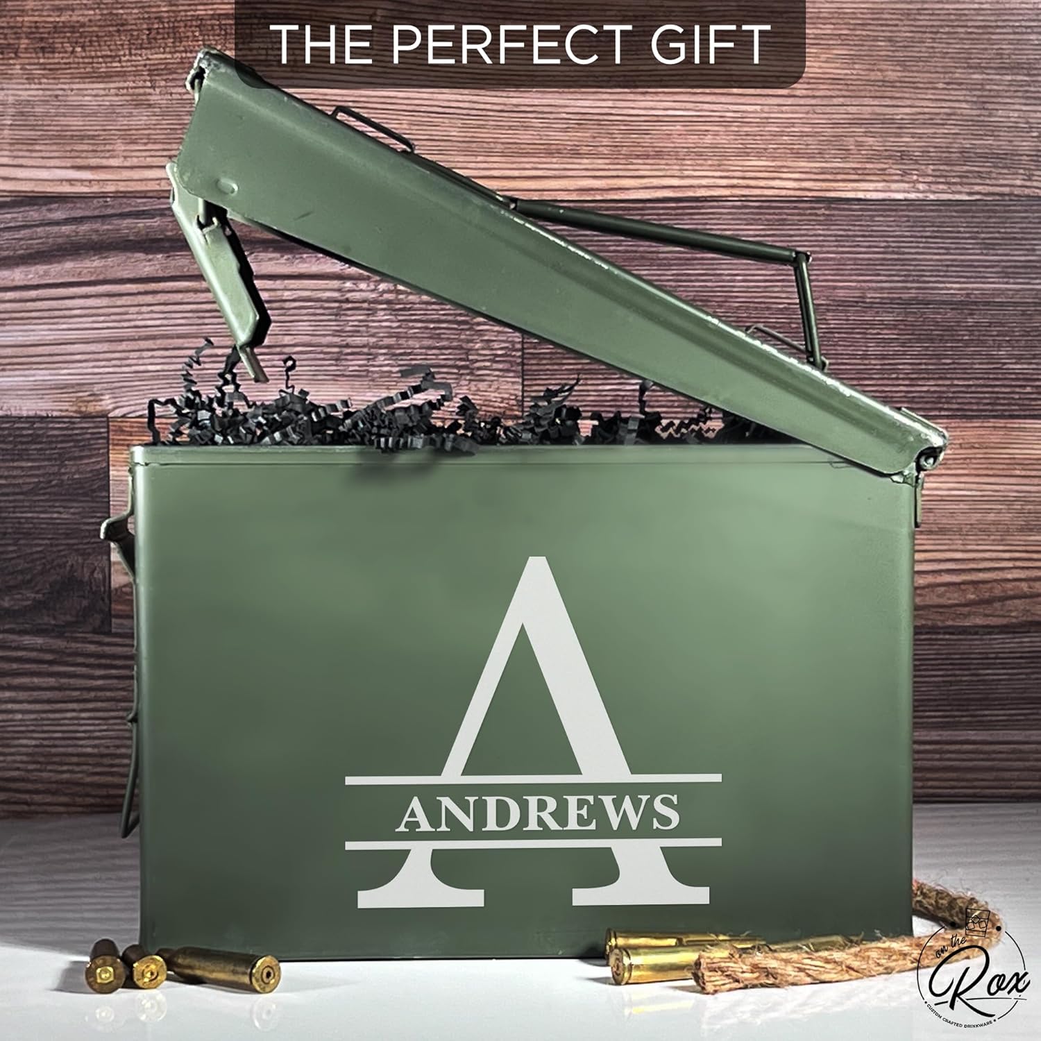 Personalized Ammo Box for Men - Custom Monogram Ammo Can Set - Authentic Grade 1 Military Box for Dad - Birthday and Father's Day Gift for Husband - 50 Caliber