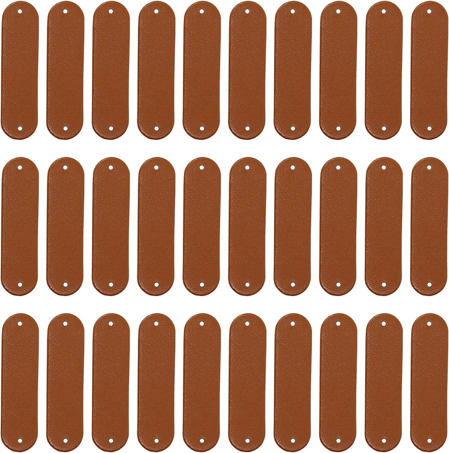 ONLYKXY 30pcs PU Blank Leather Label Small Crochet Tag Button with Holes Personalized Handmade Clothing DIY Craft Patch for Custom Name Knitting Bags Shoes Hat Crafts Jeans Jewelry (Brown)