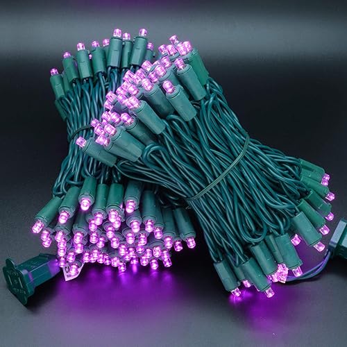 Miniatura 8 de YULETIME Luces LED de Navidad de gran angular rosa con cable verde, 66 pies, 200 unidades, certificación UL, grado comercial, 0.197 in, juego de