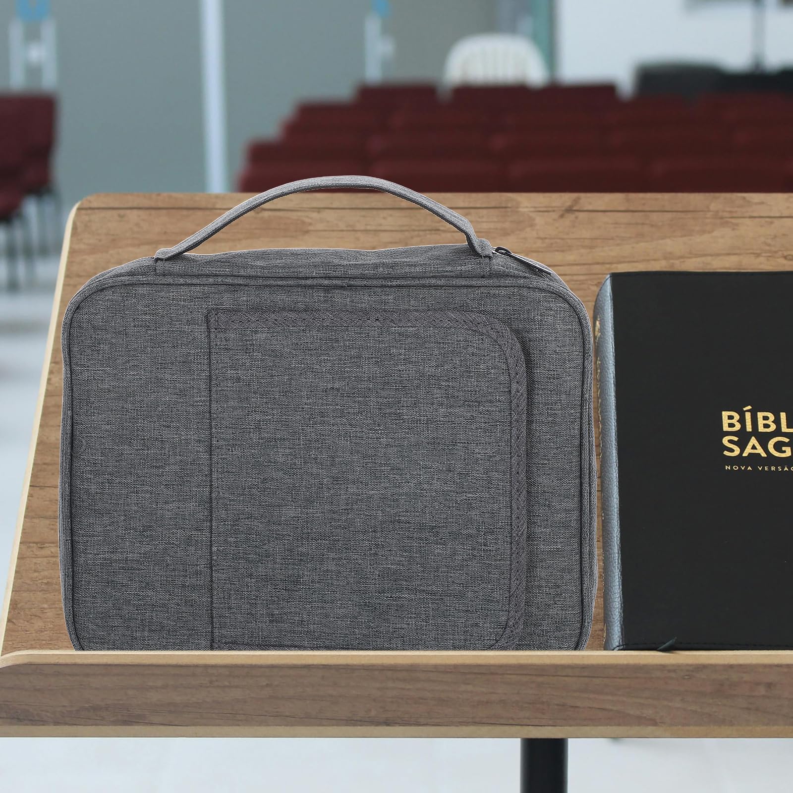 Etui na Biblię ze stojakiem: Etui na Biblię, torba kościelna – torba do przechowywania Pisma Świętego z uchwytem do kościoła, domu lub podróży, wielofunkcyjny organizer