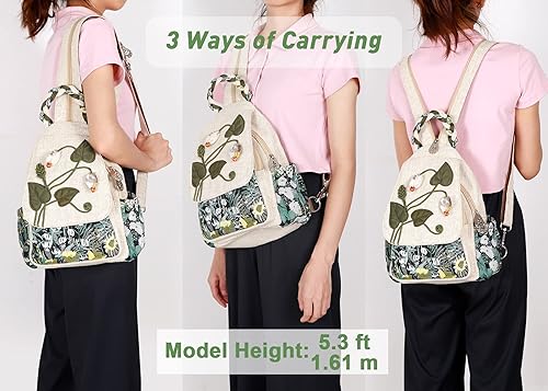 Miniatura 3 de Ladys - Bolso bandolera convertible, hecho a mano, hermoso lienzo prémium, estilo casual, minimochila para mujer