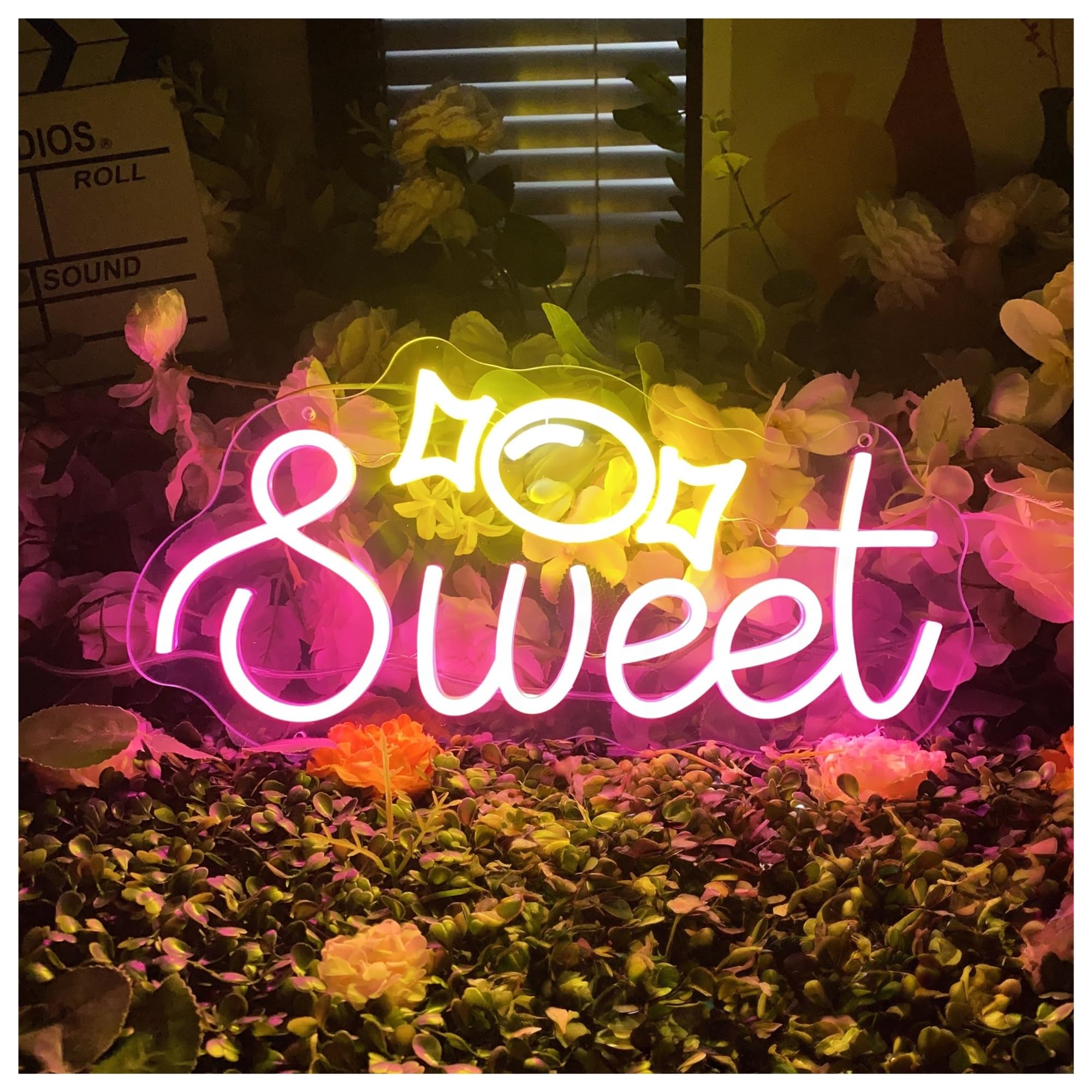 RONGCH Hanging Art Signs Sweet Candy Neon Sign Lollipop Sugar Home Kitchen Wall Decor Snack Shop Business Gameroom Bedroom Bar 48cm