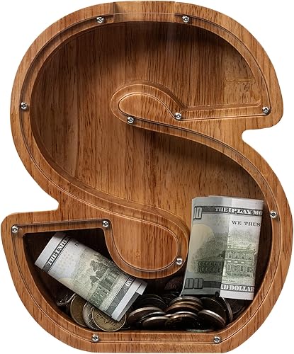Vista 89 de Alcancía para niños y niñas, alcancía de madera con letra grande del alfabeto con inicial C, banco de monedas, regalos divertidos para cumpleaños