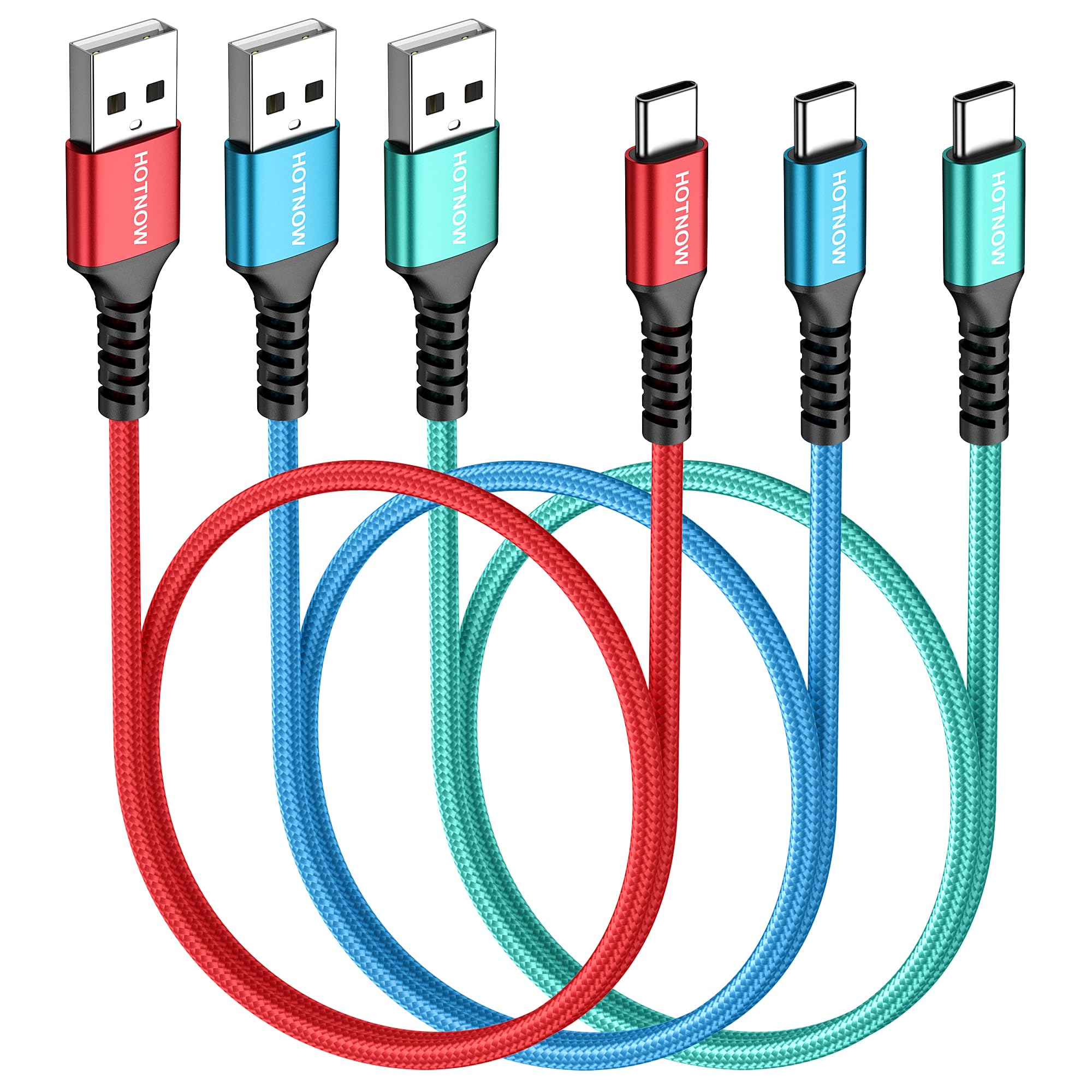 Short USB A to USB C Cable 1.5FT 3Pack, 18 inch USB C 3A Fast Charging Cord