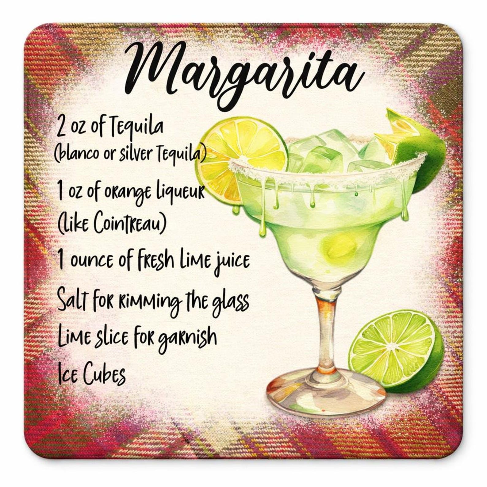 Half A Donkey Multicolor Margarita Recipe Coaster